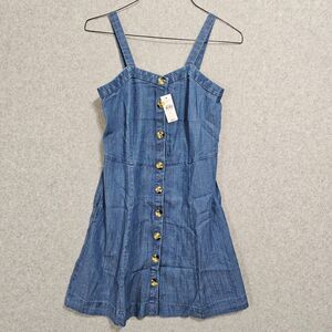 Loft Womens NEW Sleeveless Denim Chambray Dress Size 0 Full Button Summer Spring